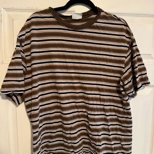 H&M Brown and White Striped Tee